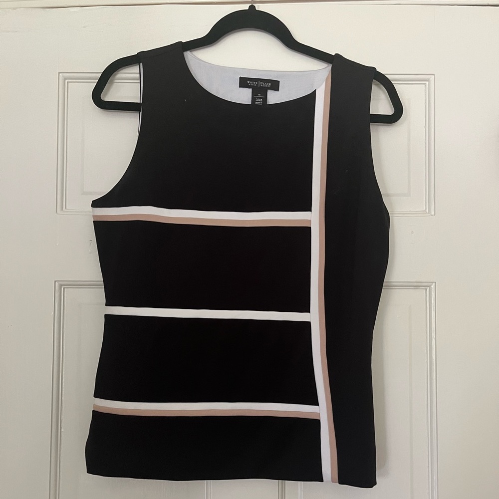 White House black market white black and tan top and skirt set size 10